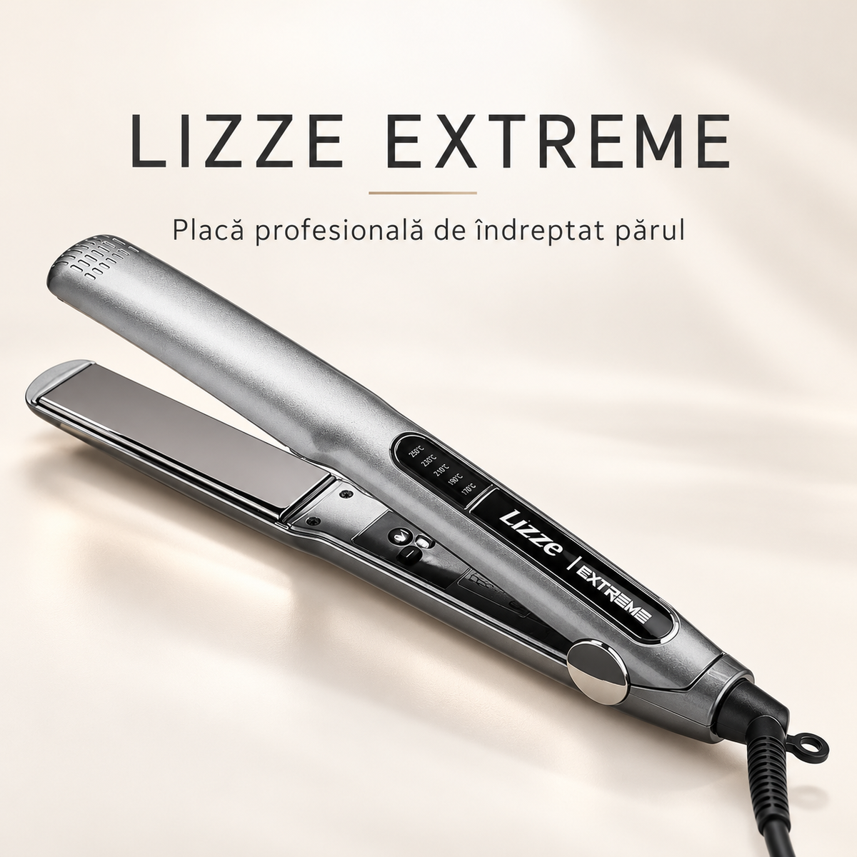 Placă de îndreptat părul Lizze Extreme 250°C, plăci din titan